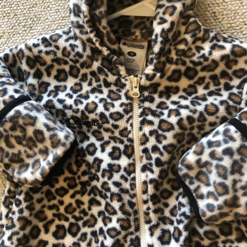 Columbia 18 months Infant Leopard Print Fleece - White/Tan